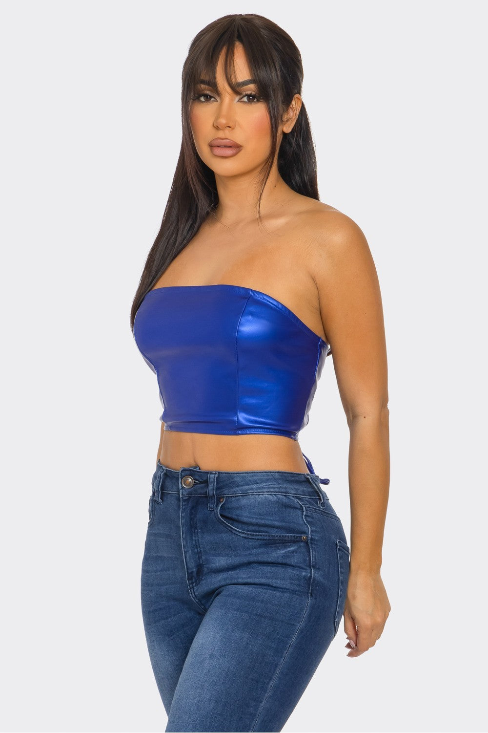Metallic Tie Back Tube Top