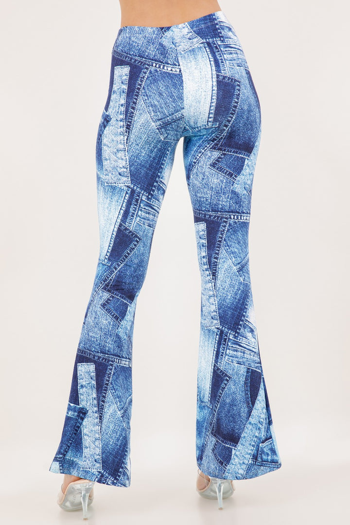 Denim Patchwork Flare Pants