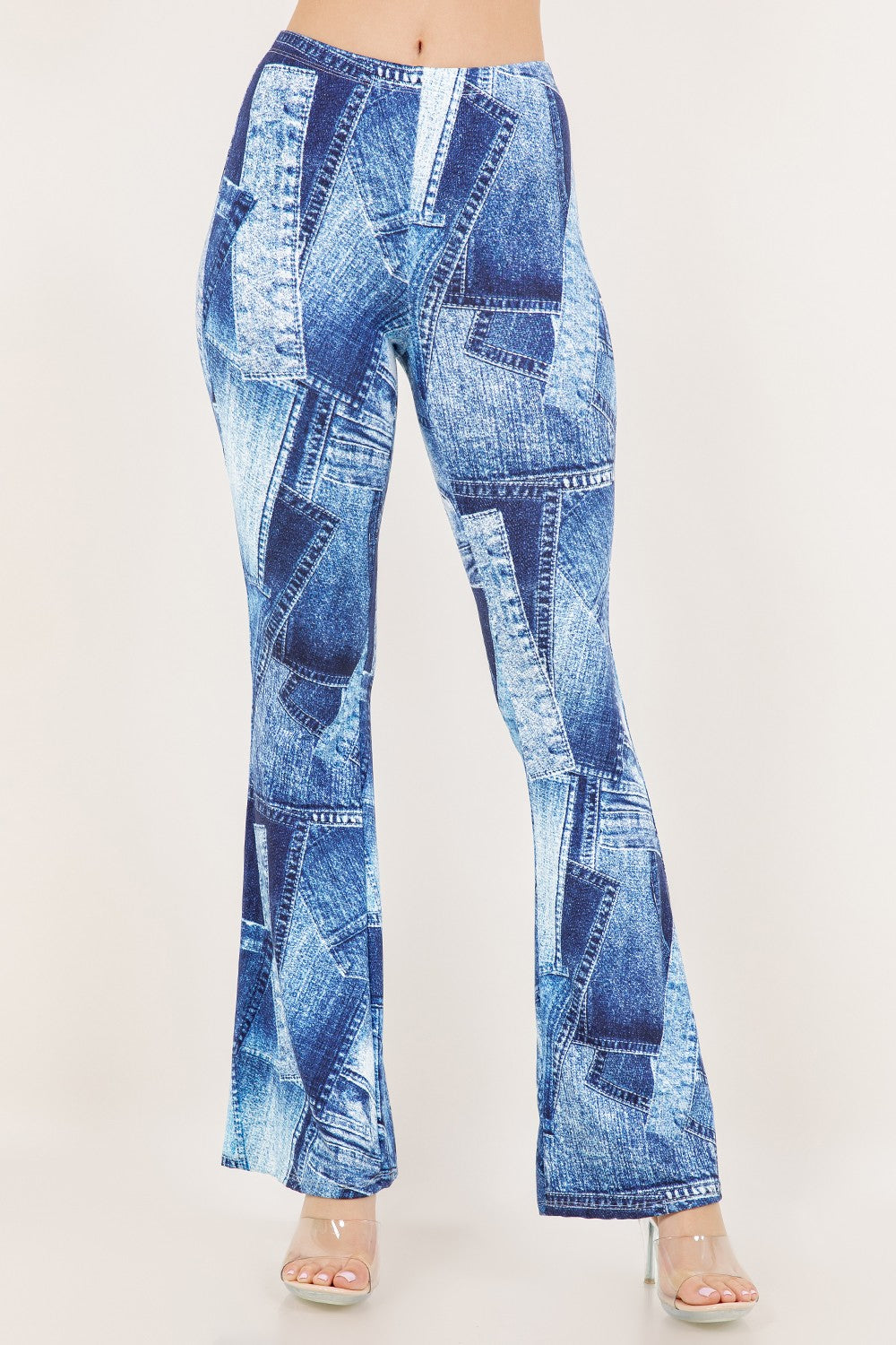 Denim Patchwork Flare Pants