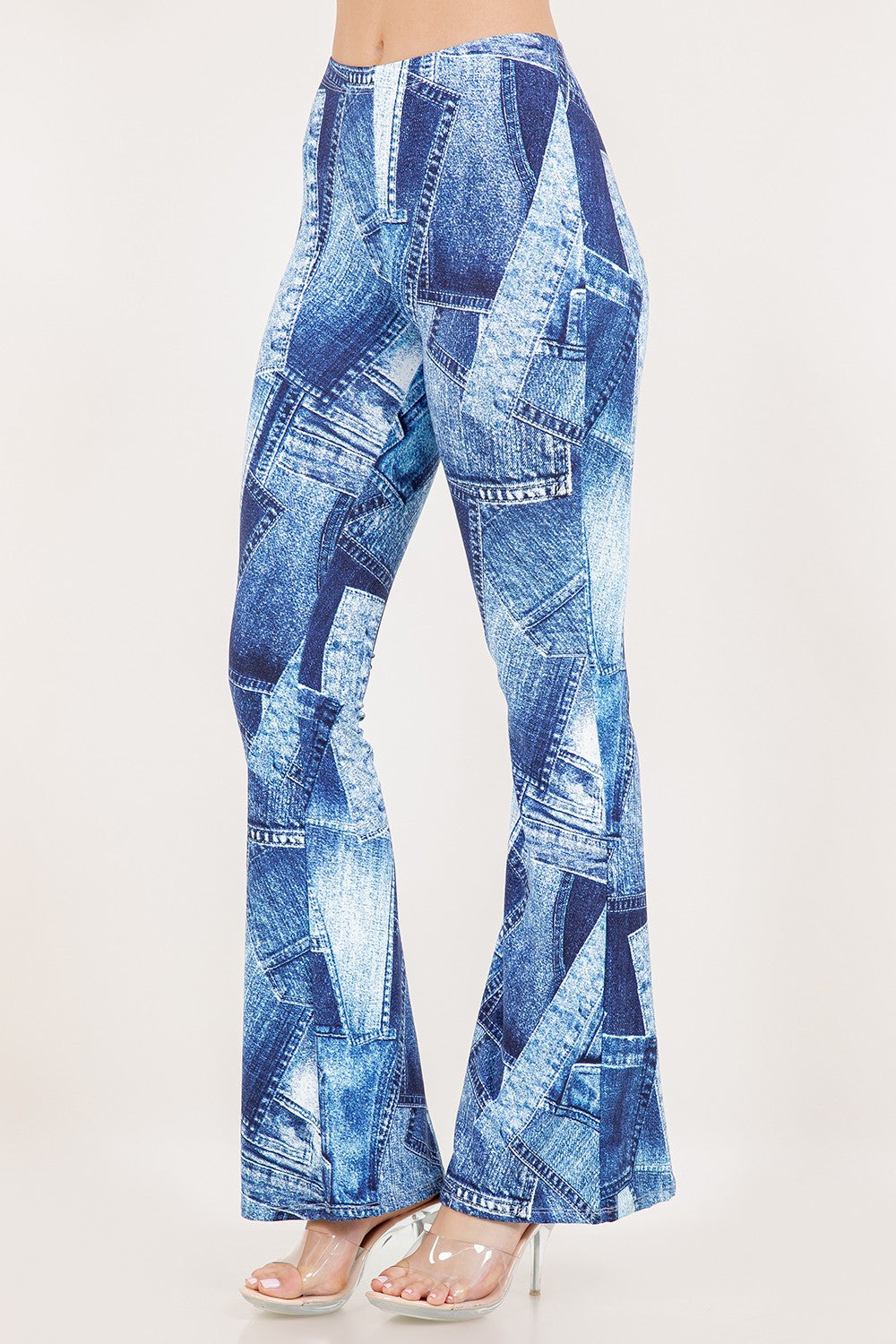 Denim Patchwork Flare Pants