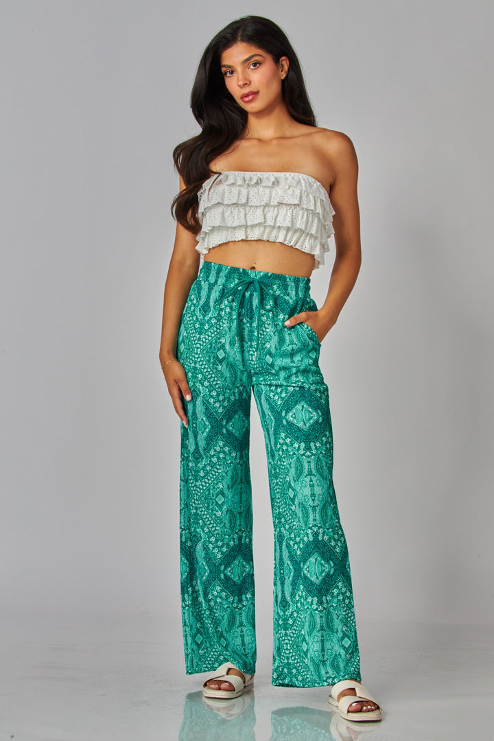 Boho Drawstring Wide Leg Pants
