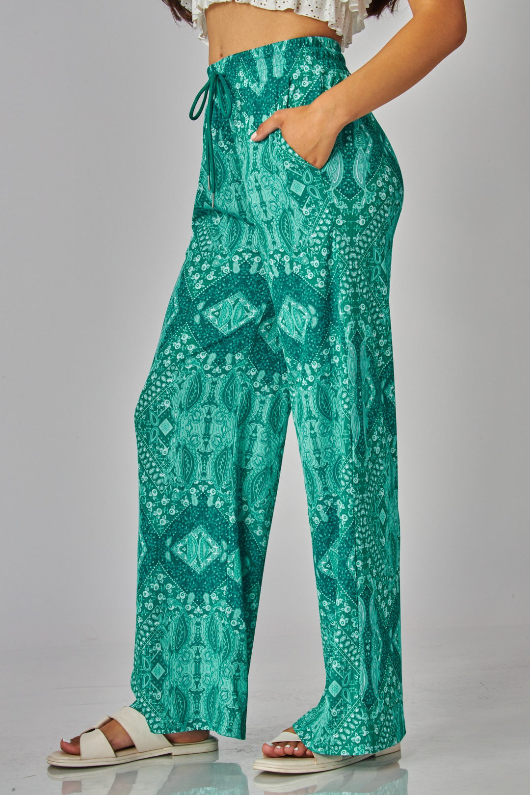 Boho Drawstring Wide Leg Pants
