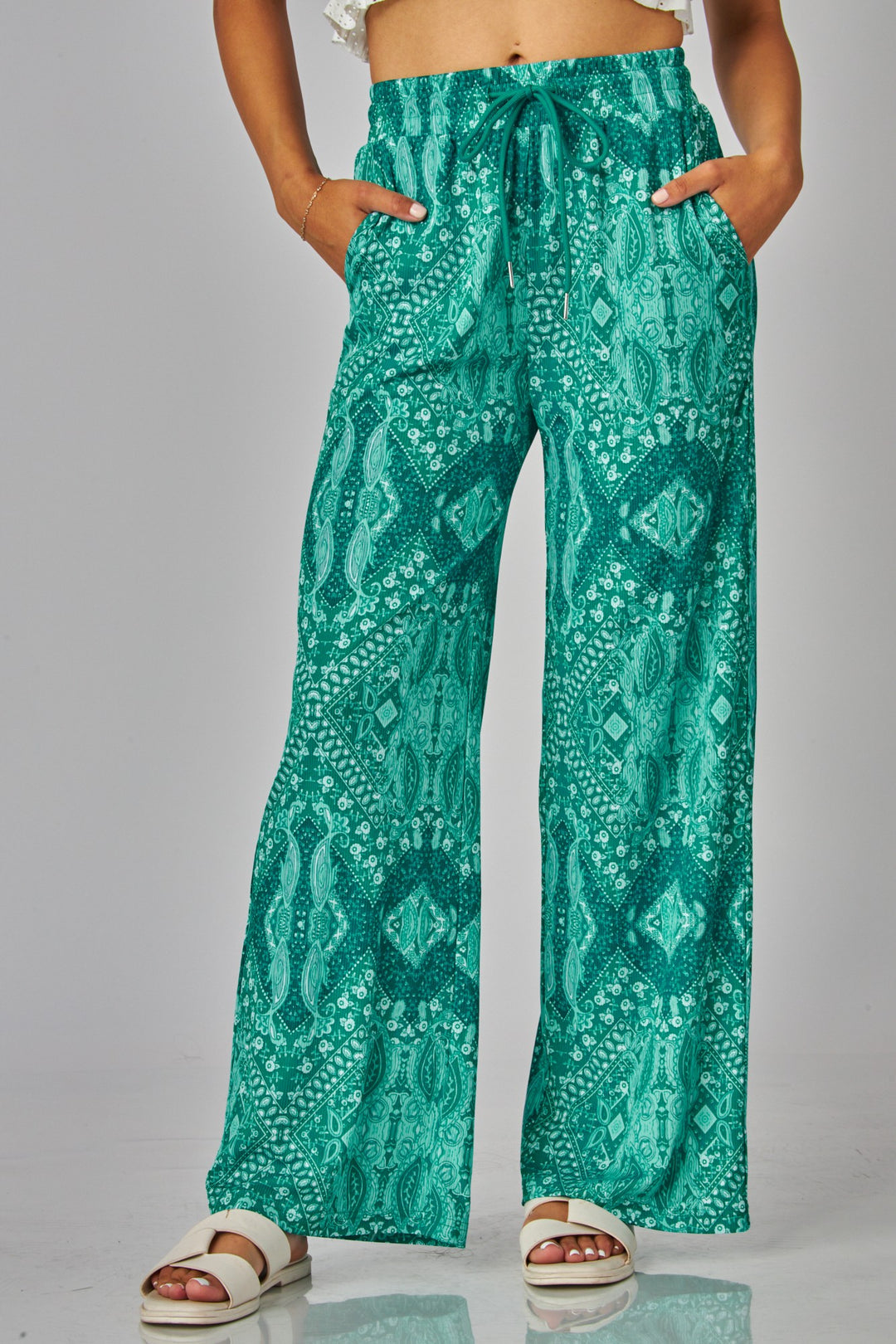 Boho Drawstring Wide Leg Pants