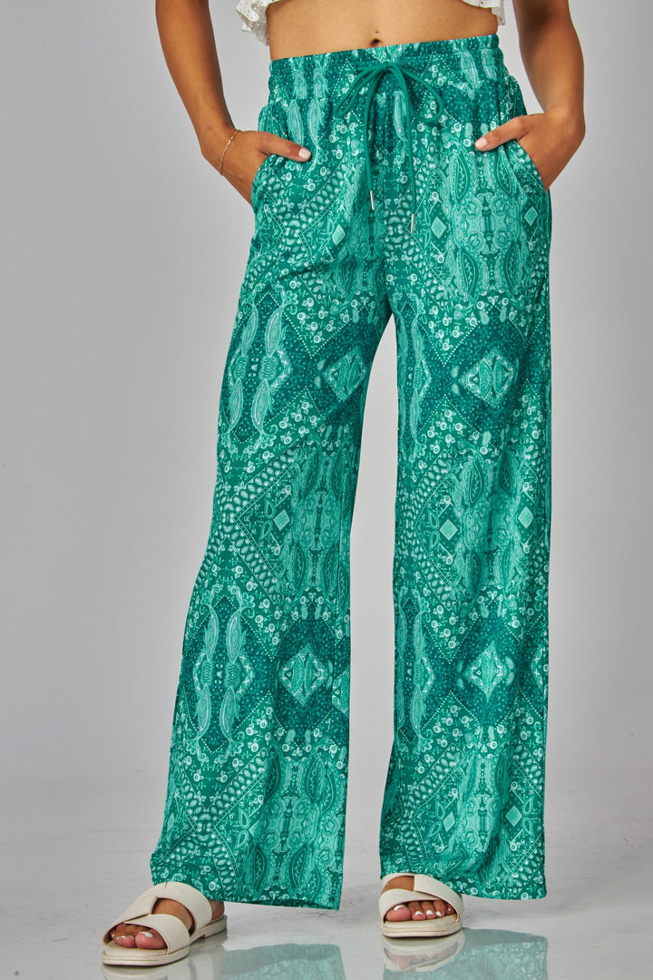 Boho Drawstring Wide Leg Pants