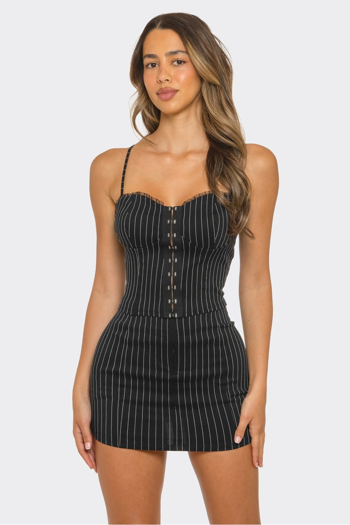 Pinstripe Corset Two-Piece Set