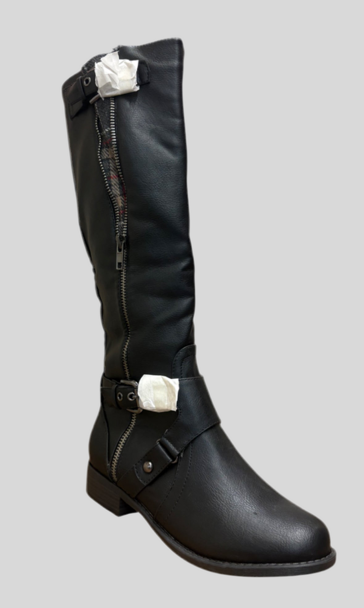 Knee High Boots w/Plaid Peek Design