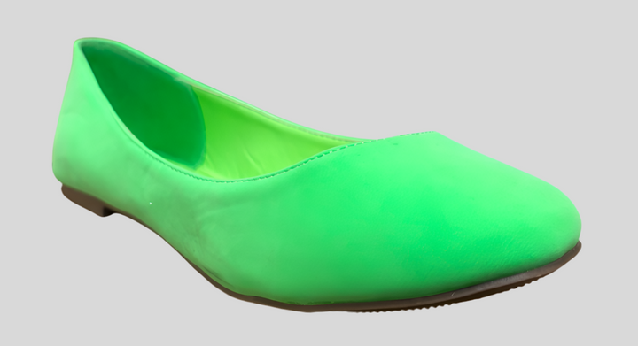 Suede Neon Green Ballet Flats