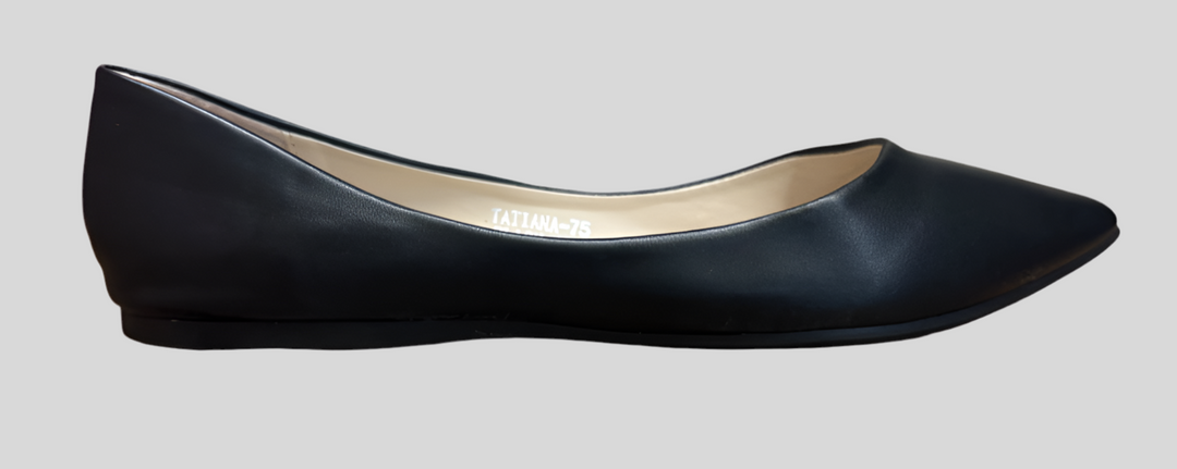 Wide Faux Leather Pointed Toe Ballet Flats