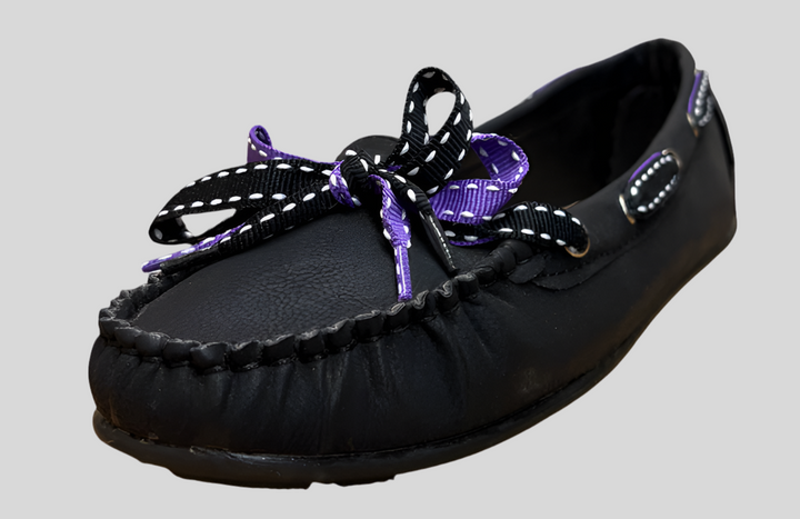 Black and Purple Laces Moccasin Shoes