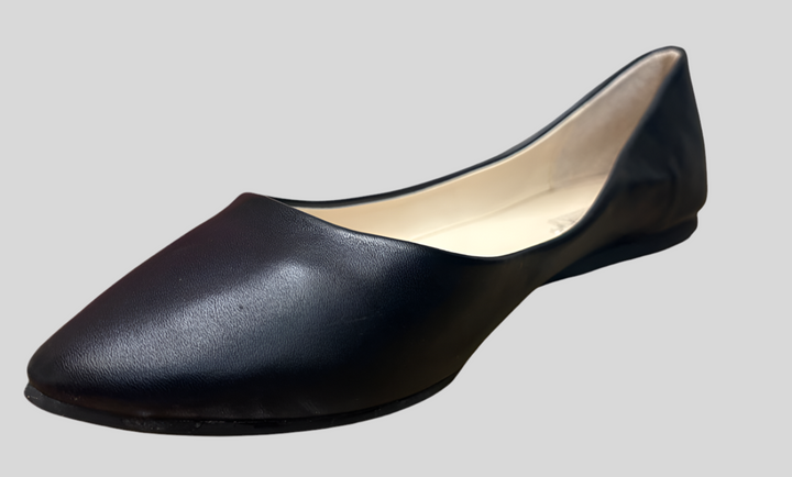 Wide Faux Leather Pointed Toe Ballet Flats