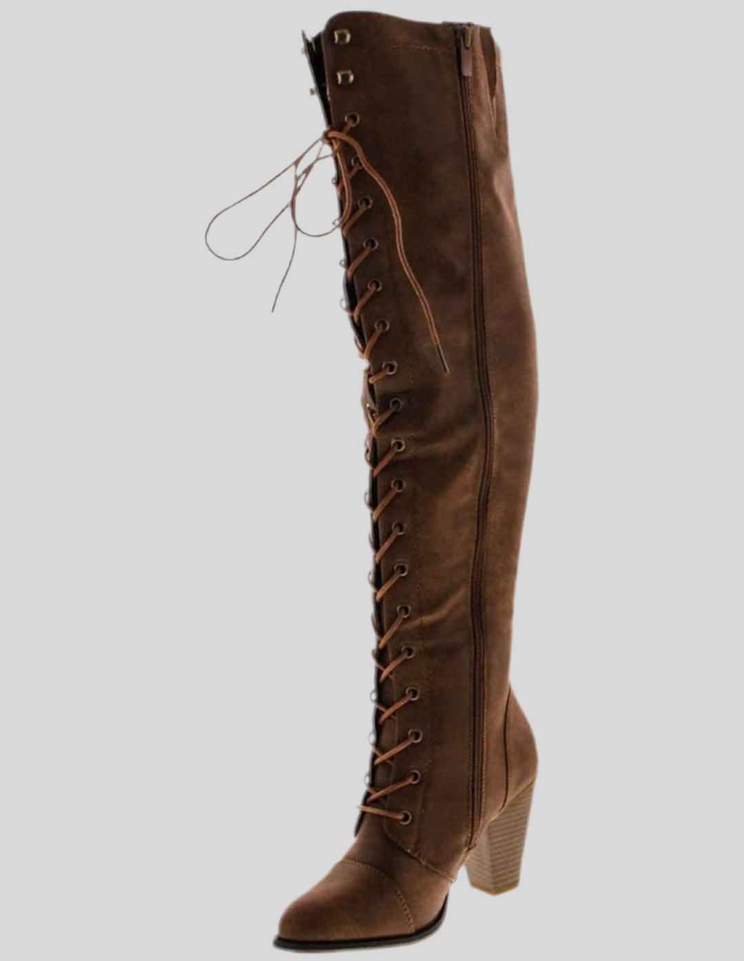 Chunky Heel Lace Up Over The Knee High Boots with Heels