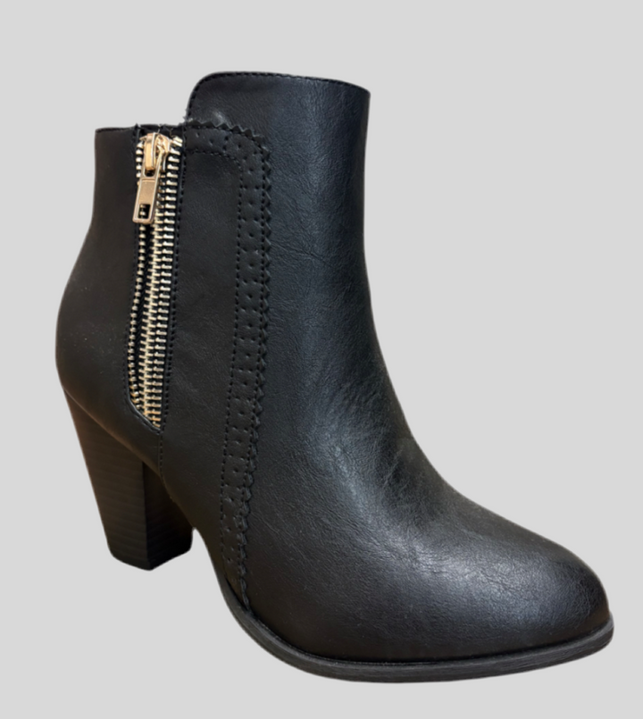 Ankle Booties with Two-Sided Zipper Design