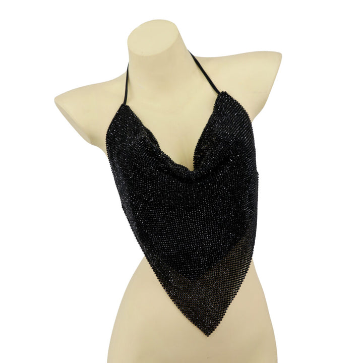 Sparkling Rhinestone V-Shape Top with Lining