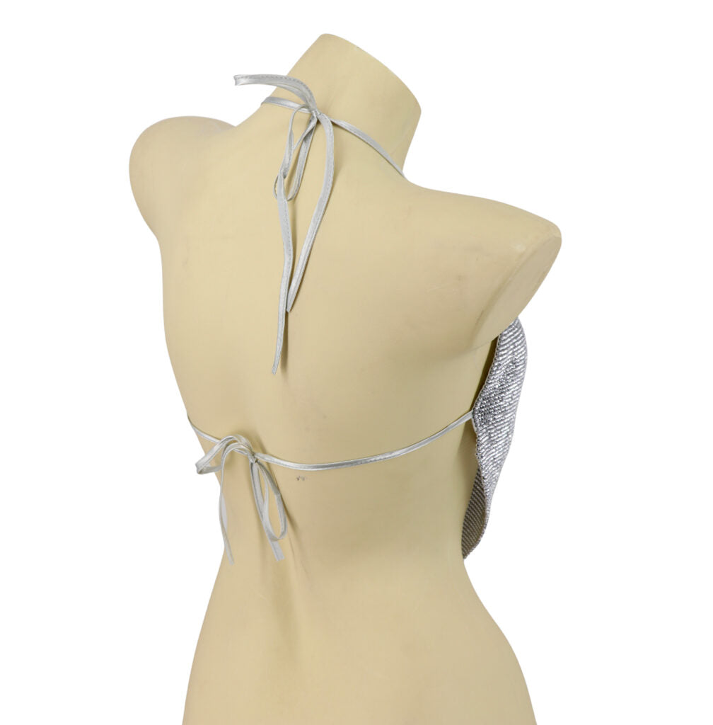 Sparkling Rhinestone V-Shape Top with Lining