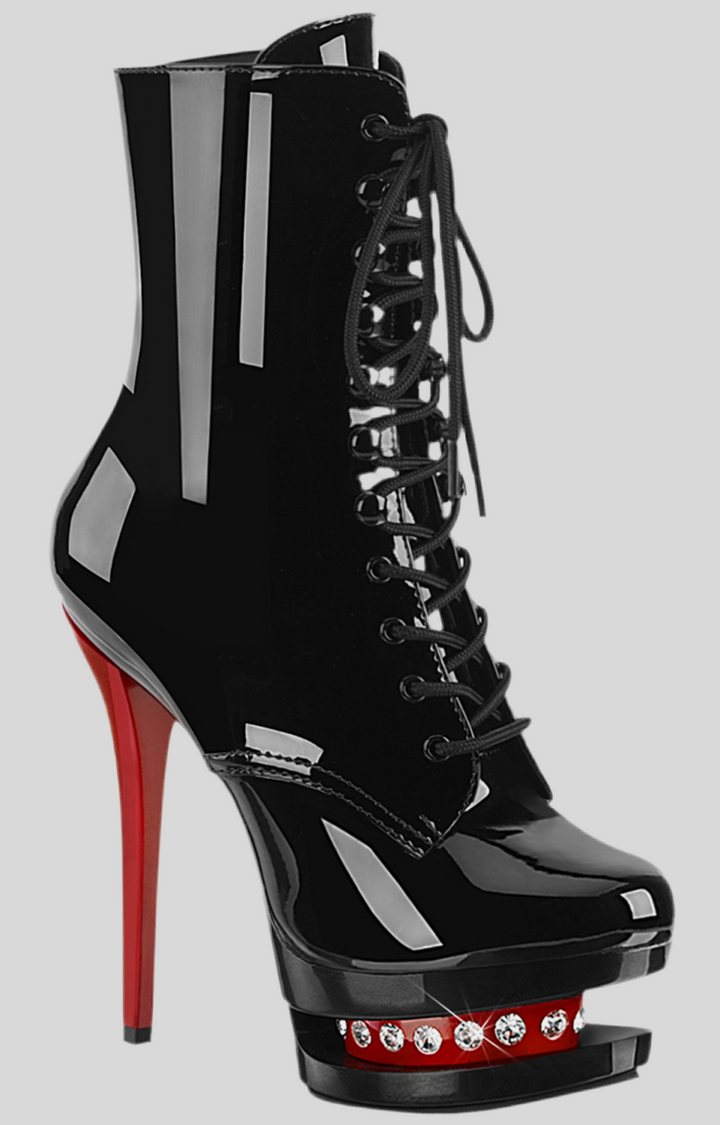 Pleaser Two Tone Lace-Up Platform Heel Ankle Boots