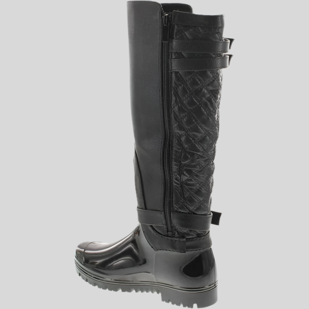 Motorcycle Quilted Buckle Boots