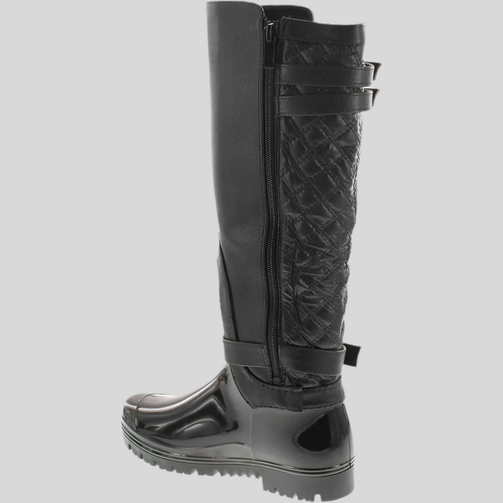 Motorcycle Quilted Buckle Boots