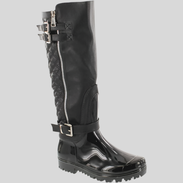 Motorcycle Quilted Buckle Boots