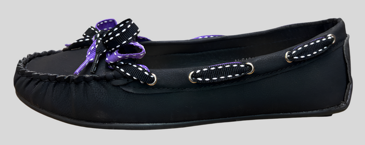 Black and Purple Laces Moccasin Shoes