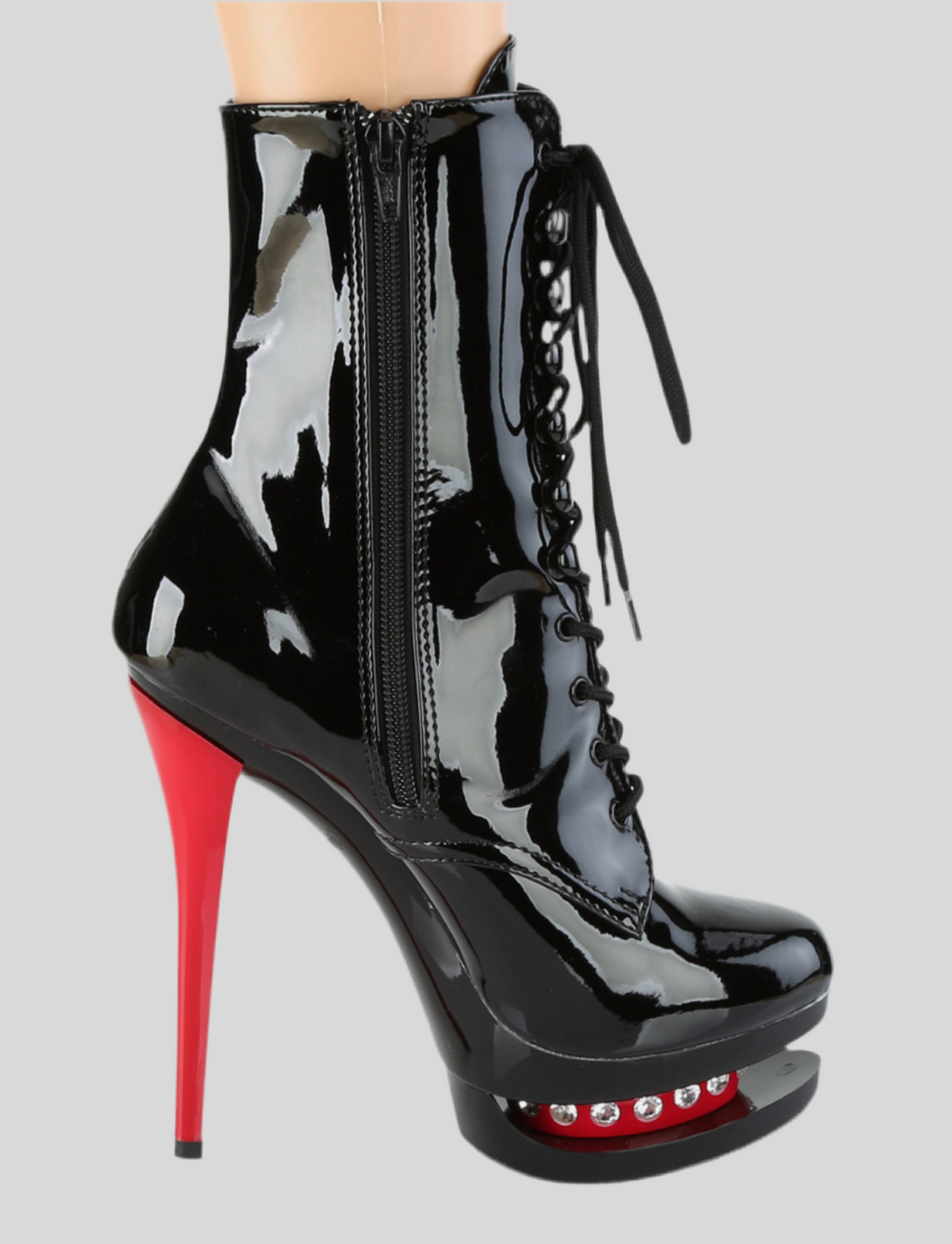 Pleaser Two Tone Lace-Up Platform Heel Ankle Boots