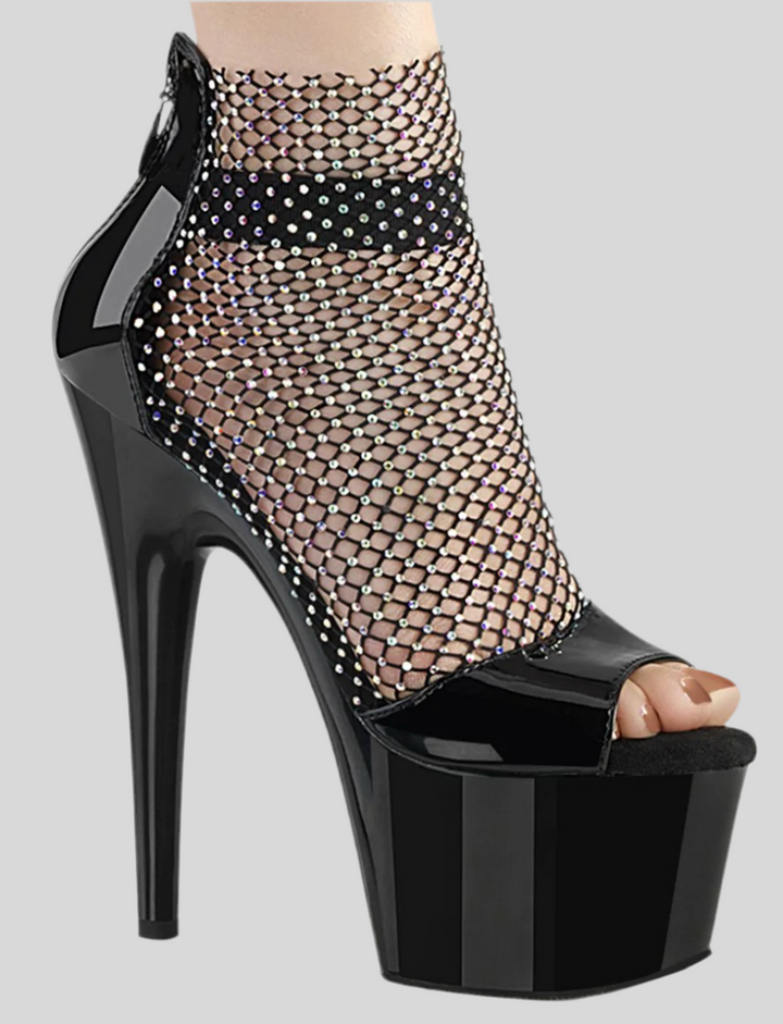 Pleaser Rhinestone Mesh Platform Heels