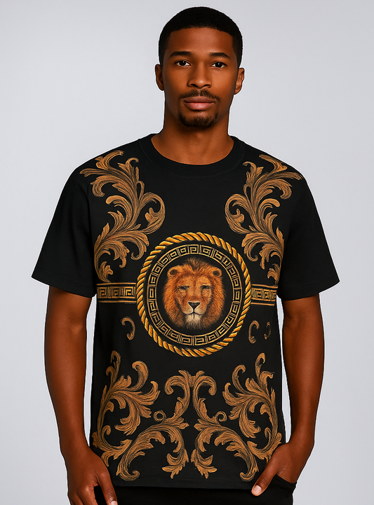 Rhinestone Lion Baroque Tee Shirt – Black & Red Editions