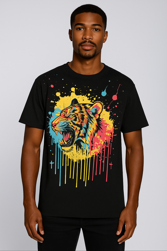 Tiger Splatter Graphic Tee Shirt