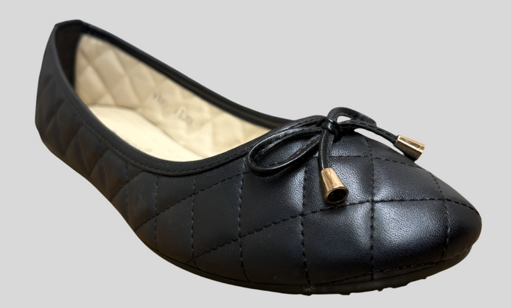 Soft Quilted Textured With Bow Tie Ballet Flats