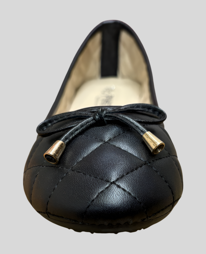 Soft Quilted Textured With Bow Tie Ballet Flats