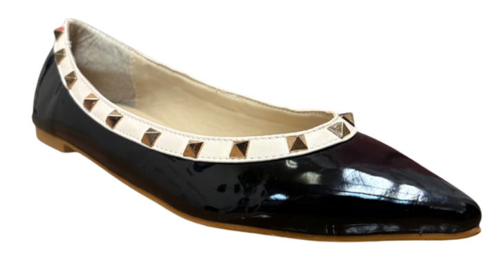 Studded Accent Pointed Toe Ballet Flats