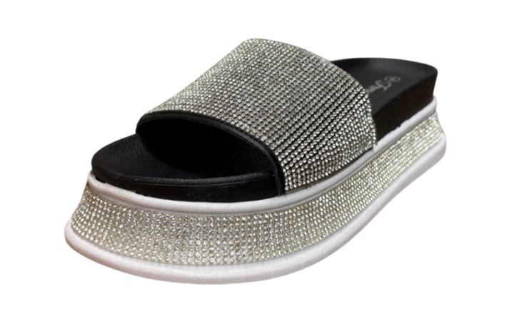 Rhinestone Platform Slide Sandals