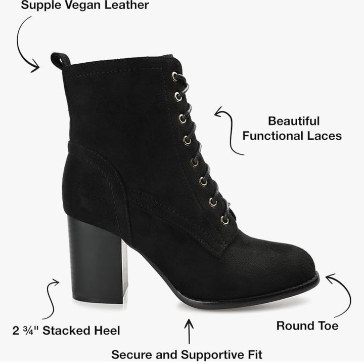Stacked Heel Lace-Up Booties