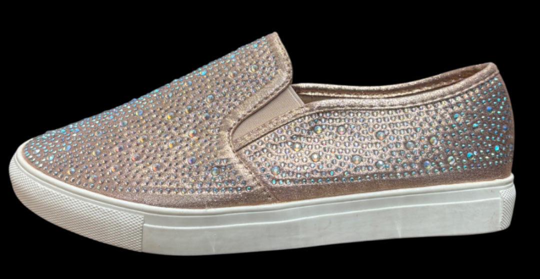 Rhinestone Rose Gold Slip-on Shoes