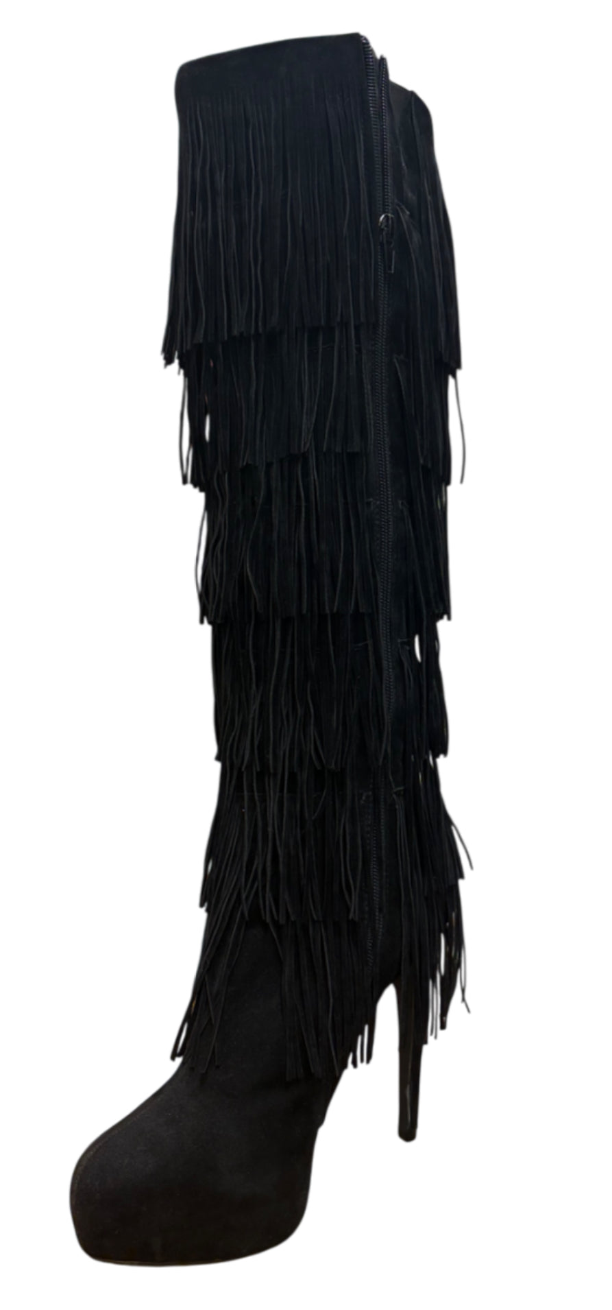 Tasels Suede Fringe Knee High Boots with Heels