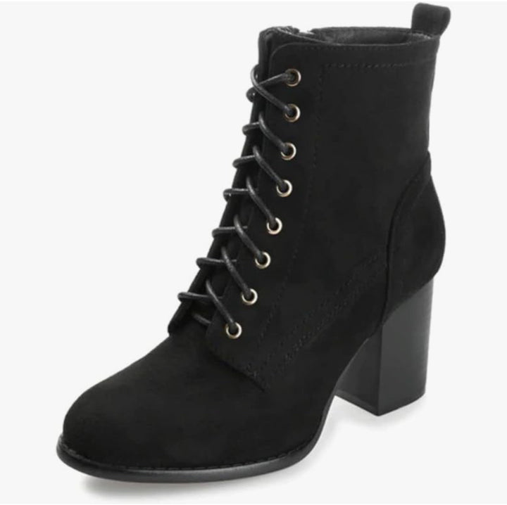 Stacked Heel Lace-Up Booties