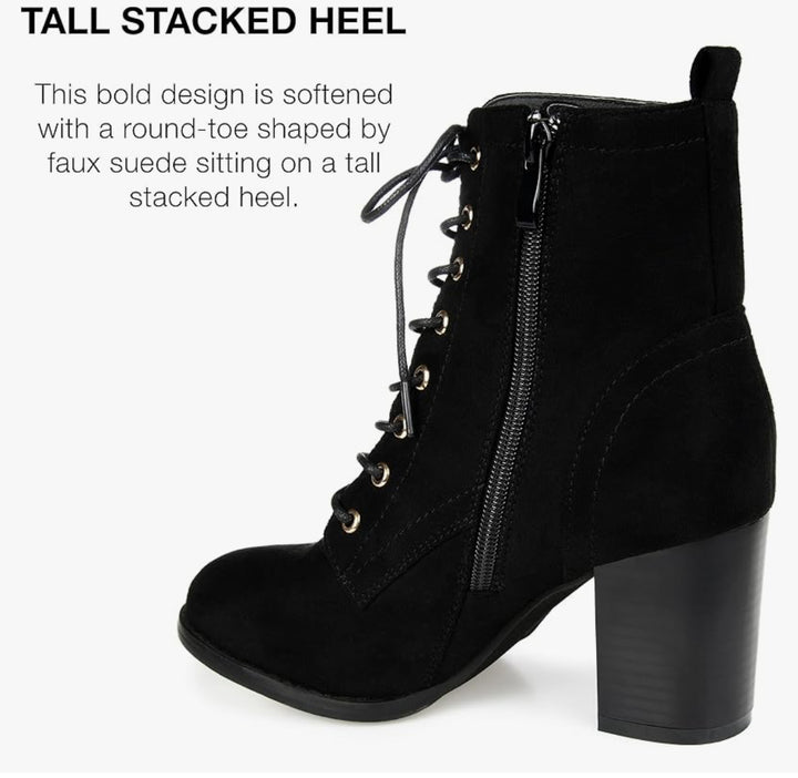 Stacked Heel Lace-Up Booties