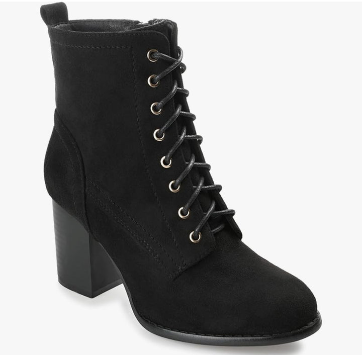 Stacked Heel Lace-Up Booties
