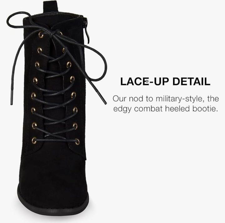 Stacked Heel Lace-Up Booties