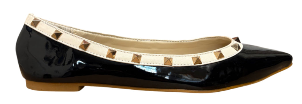 Studded Accent Pointed Toe Ballet Flats