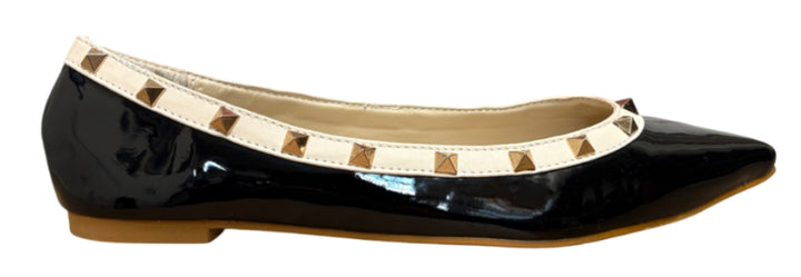 Studded Accent Pointed Toe Ballet Flats