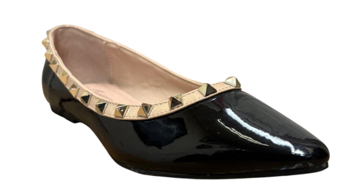 Studded Accent Pointed Toe Ballet Flats