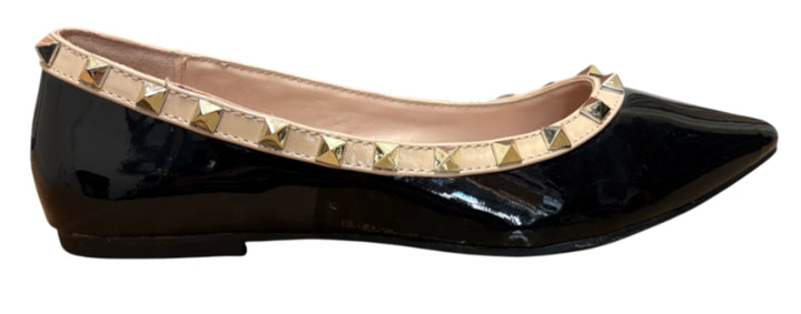 Studded Accent Pointed Toe Ballet Flats