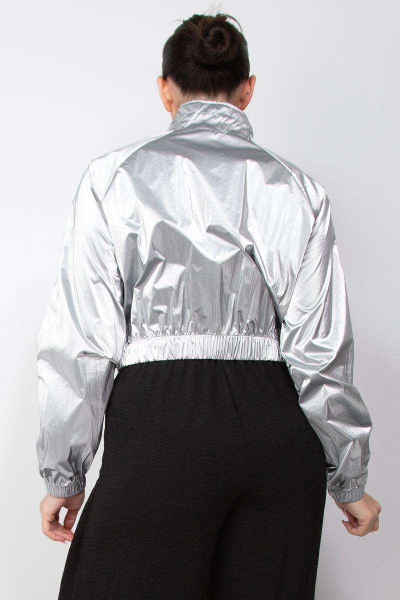 Zip-Up Mock Neck Windbreaker Jacket