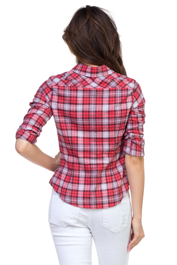 Plaid Flannel Button Up Shirt