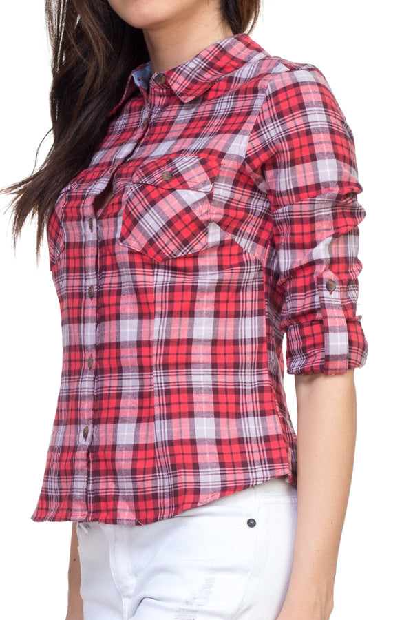 Plaid Flannel Button Up Shirt