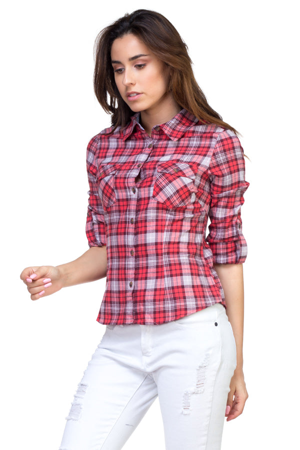 Plaid Flannel Button Up Shirt