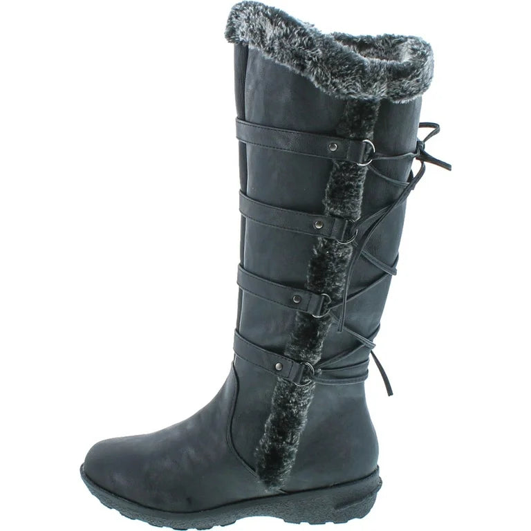 Back Lace Up Knee High Boots