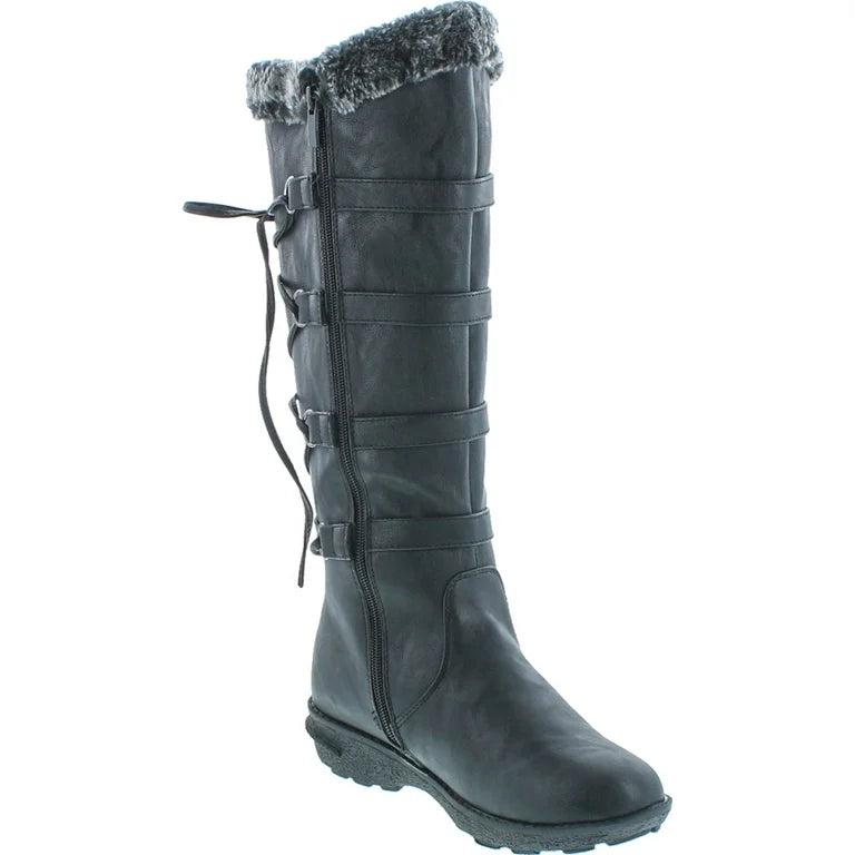 Back Lace Up Knee High Boots