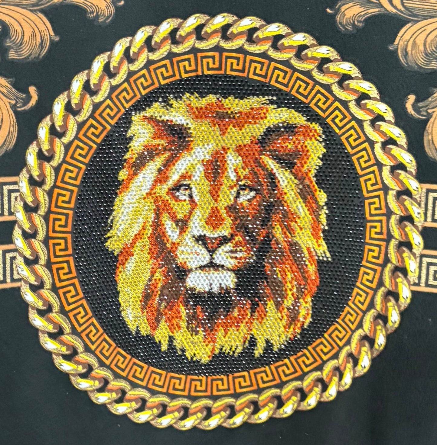 Rhinestone Lion Baroque Tee Shirt – Black & Red Editions