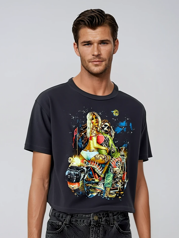 Glow-in-the-Dark Double-Sided Graphic Tee Shirt – Ride or Die Edition